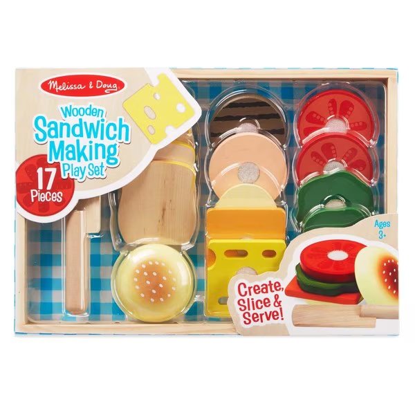 Sandwich-Making Wooden Play Food Set, Melissa & Doug, Mfr#: 513
